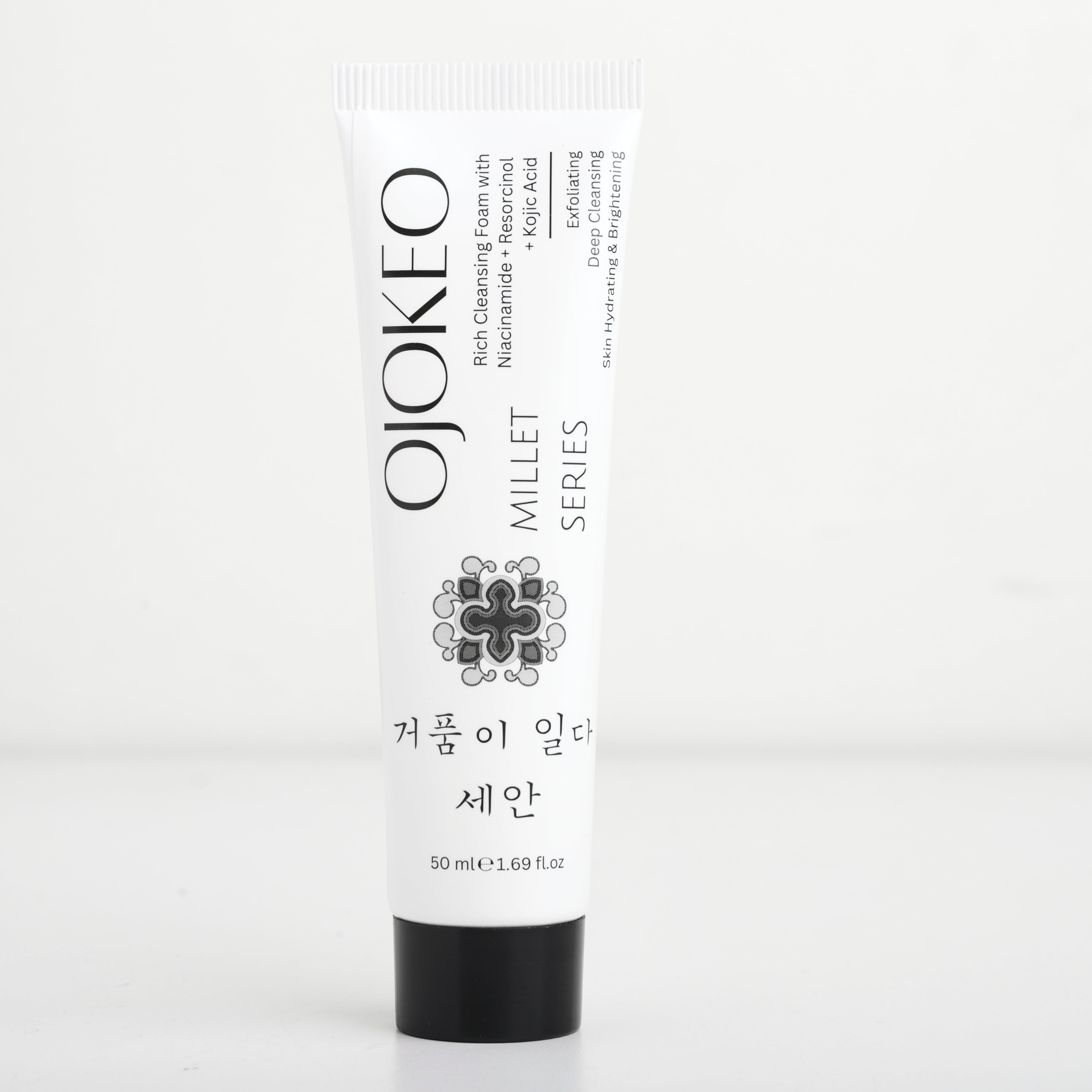 OJOKEO Millet-Powered Face Wash with Niacinamide + Resorcinol + Kojic Acid | Gently Exfoliates | Evens Skin Tone | Boosts Glow | 50 gm