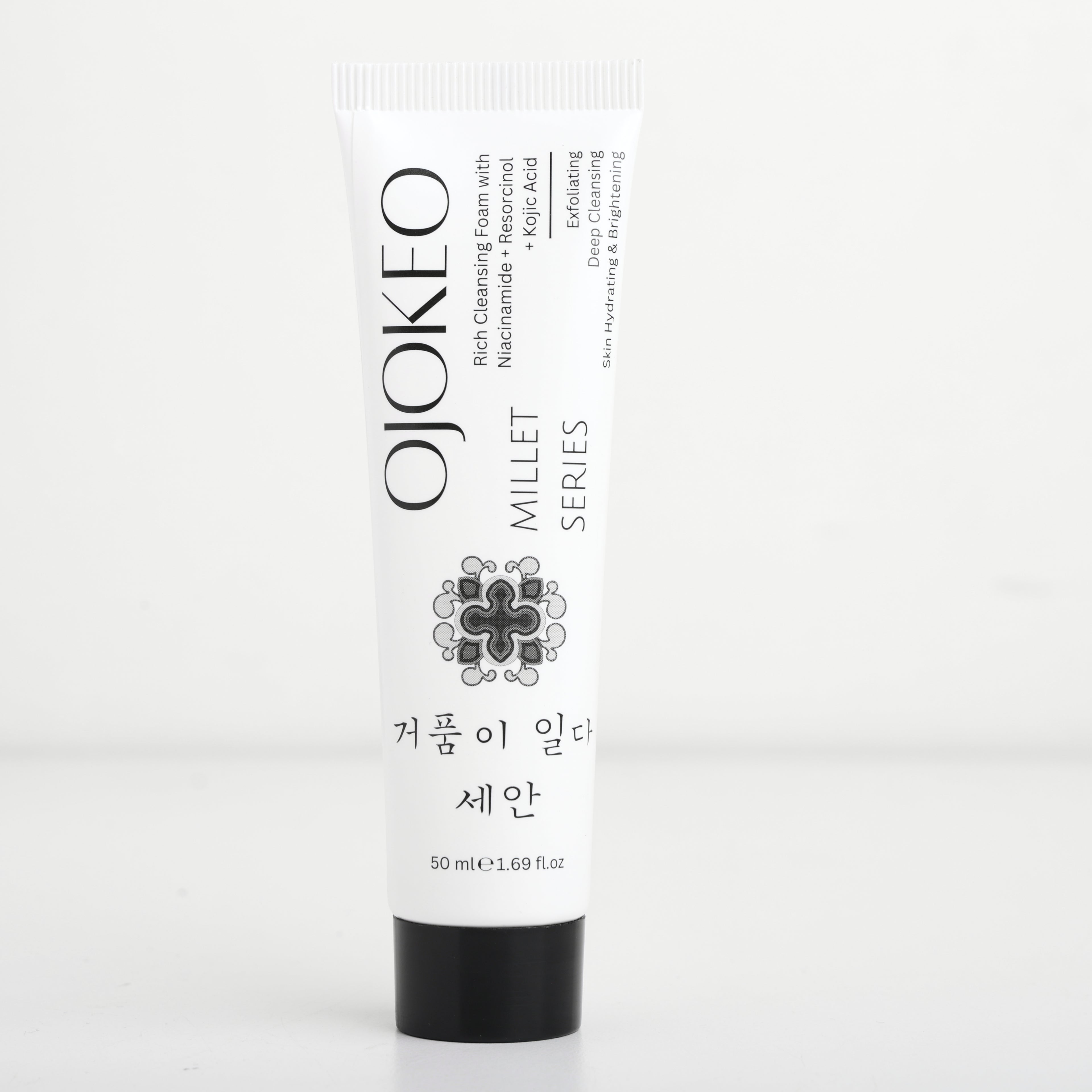 OJOKEO Millet-Powered Face Wash with Niacinamide + Resorcinol + Kojic Acid | Gently Exfoliates | Evens Skin Tone | Boosts Glow | 50 gm