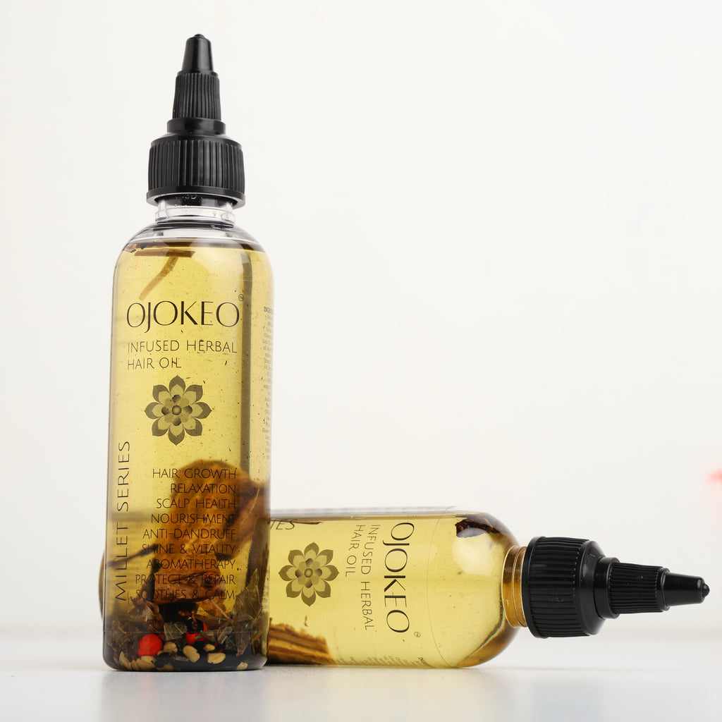 OJOKEO Millet-Powered Infused Herbal Hair Oil | Ultimate Herbal Blend for Hair Growth & Shine | 100 ml