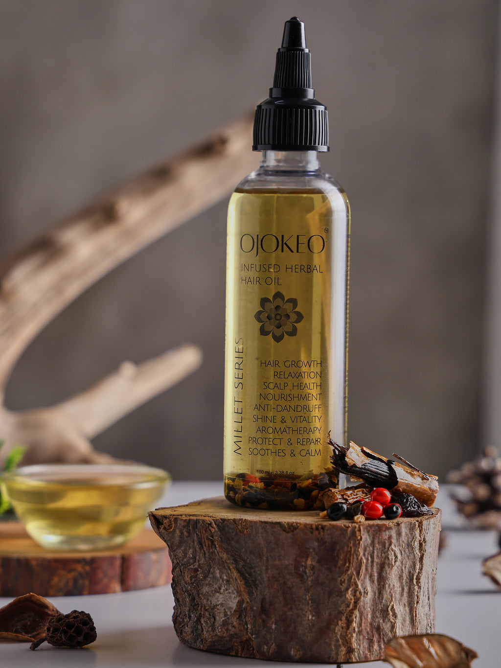 OJOKEO Millet-Powered Infused Herbal Hair Oil | Ultimate Herbal Blend for Hair Growth & Shine | 100 ml