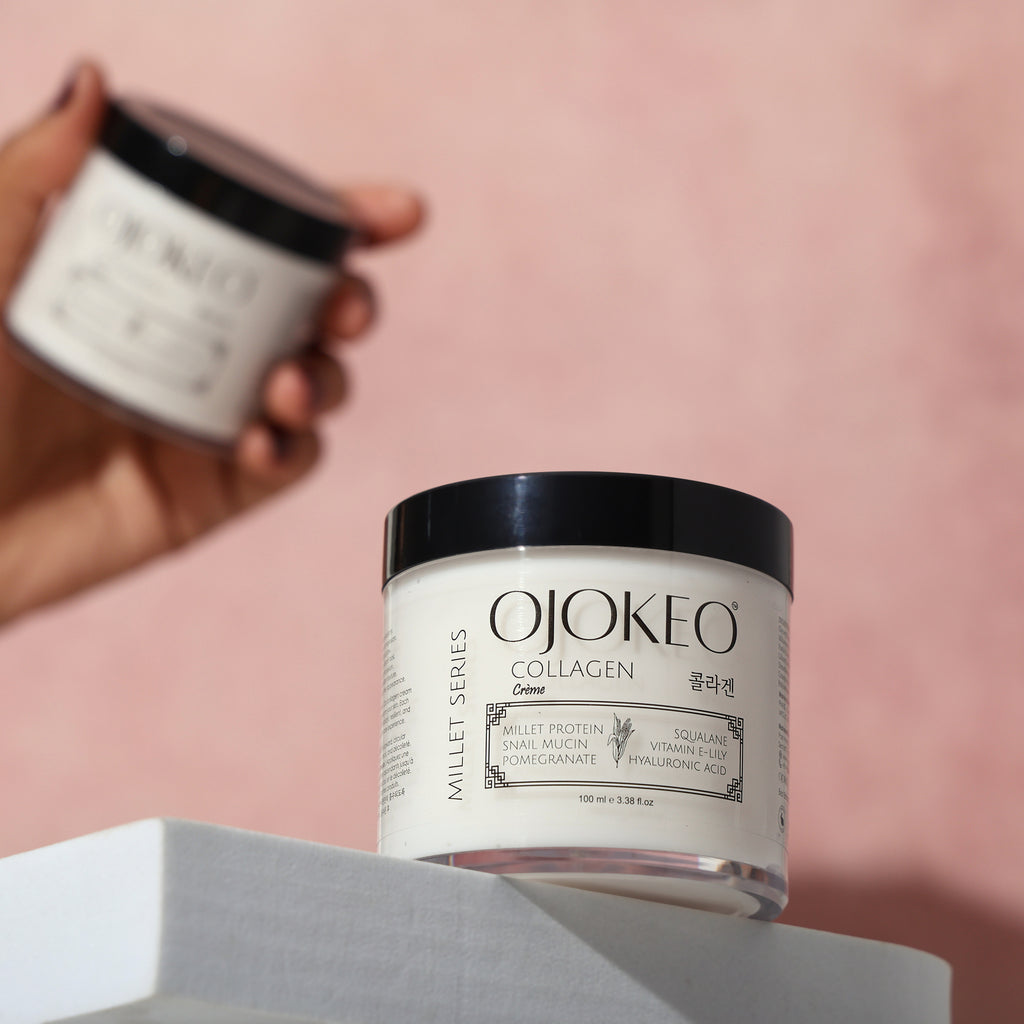 OJOKEO Millet-Powered Collagen Creme | Powerful Anti-Ageing & Hydration with Pomegranate, Snail Mucin, Squalane & Hyaluronic Acid | 100 ml