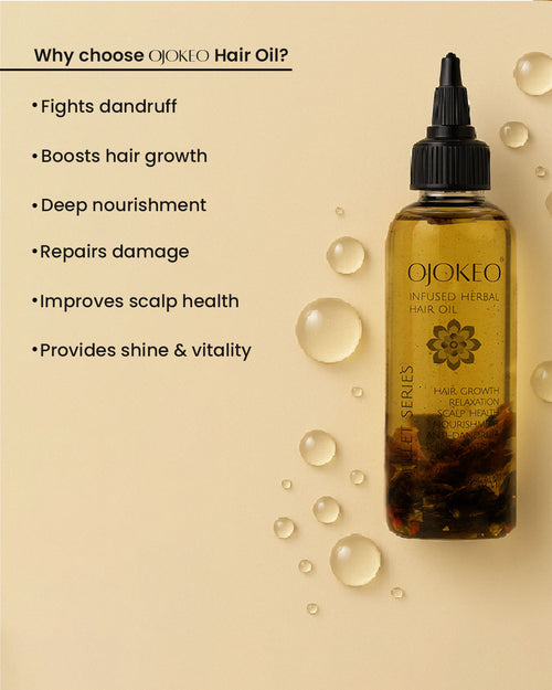 OJOKEO Millet-Powered Infused Herbal Hair Oil | Ultimate Herbal Blend for Hair Growth & Shine | 100 ml